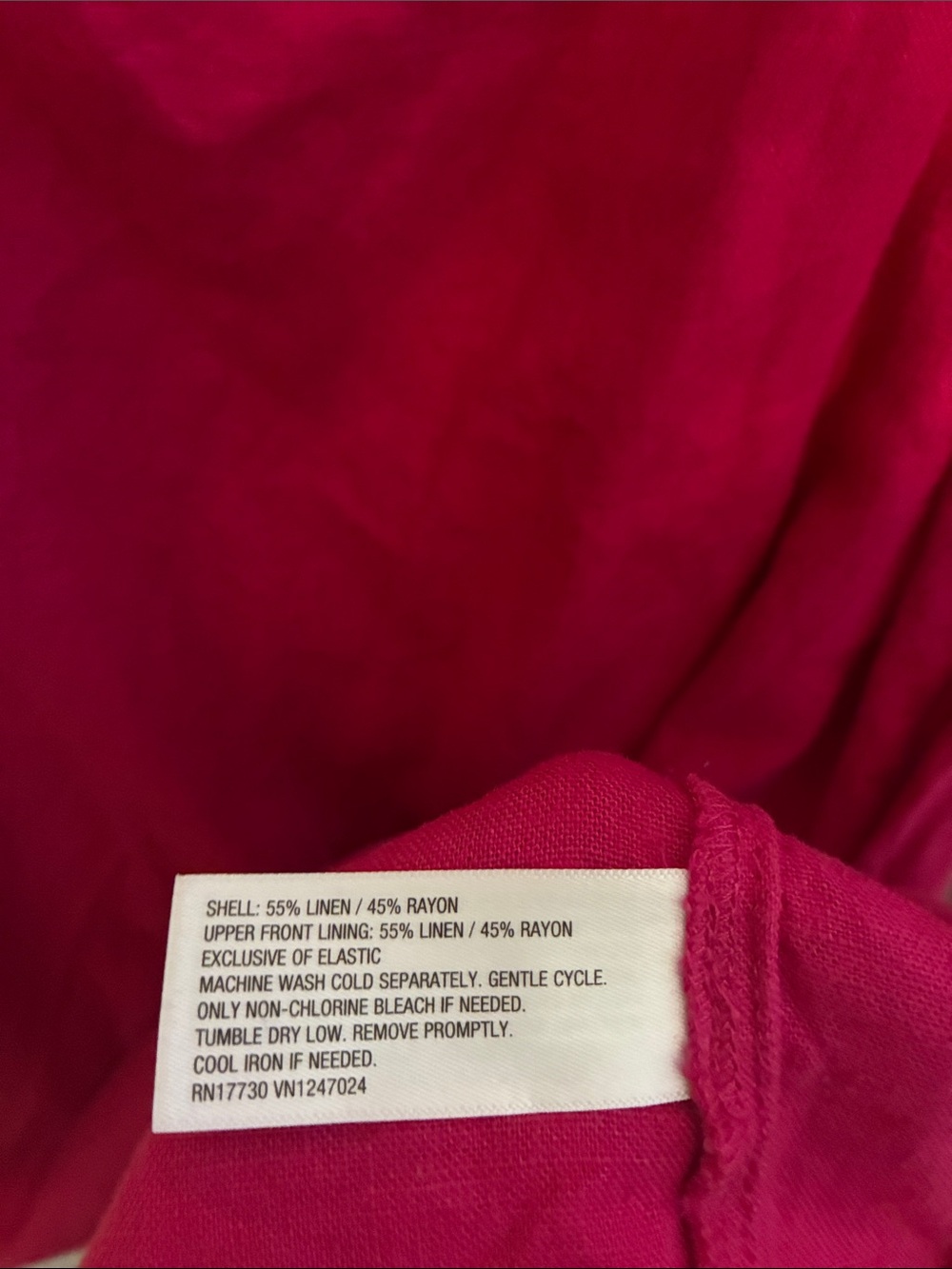 A New Day Puff Sleeve Linen Blend Dress Dark Pink Smocked Back Medium - Picture 6 of 7